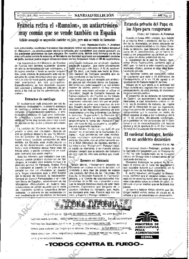 ABC MADRID 13-08-1992 página 61