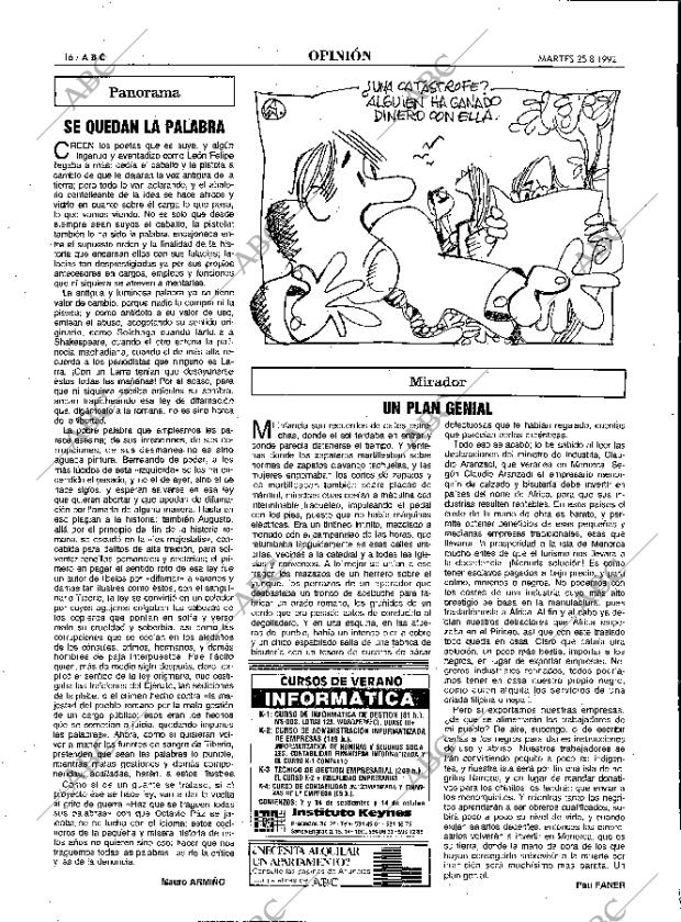 ABC MADRID 25-08-1992 página 16