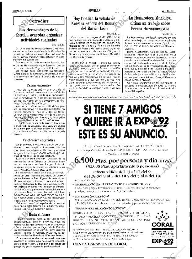 ABC SEVILLA 06-09-1992 página 43