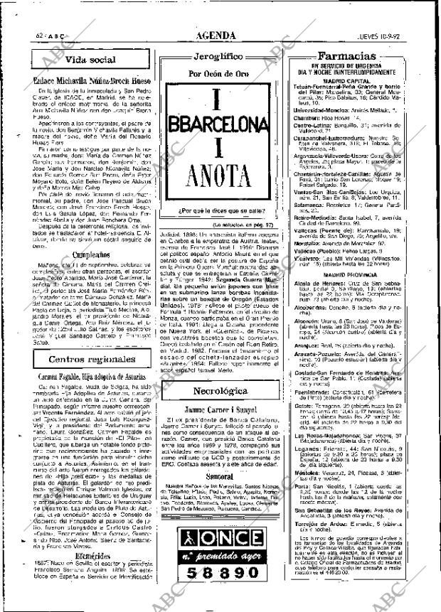 ABC MADRID 10-09-1992 página 62
