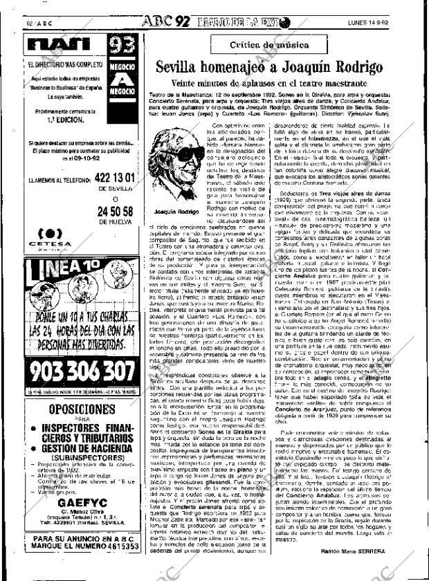 ABC SEVILLA 14-09-1992 página 62