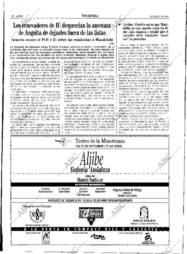 ABC SEVILLA 19-09-1992 página 20