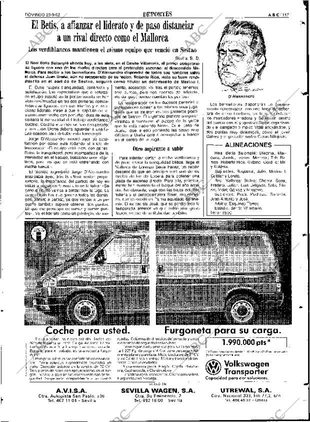 ABC SEVILLA 20-09-1992 página 117