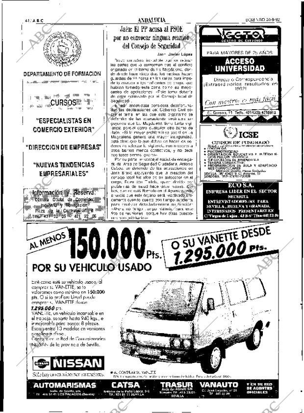 ABC SEVILLA 20-09-1992 página 44