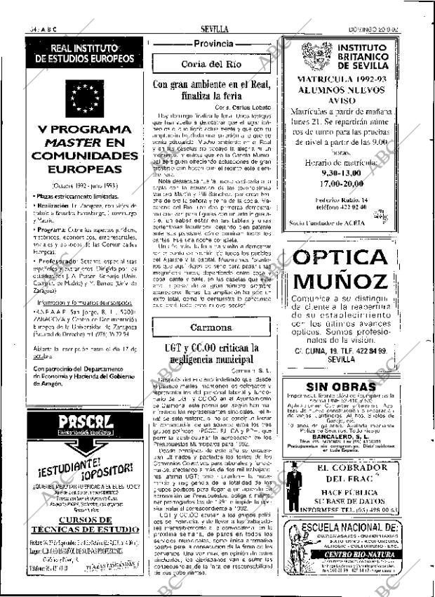 ABC SEVILLA 20-09-1992 página 54
