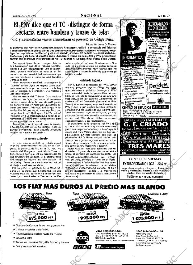 ABC MADRID 23-09-1992 página 27