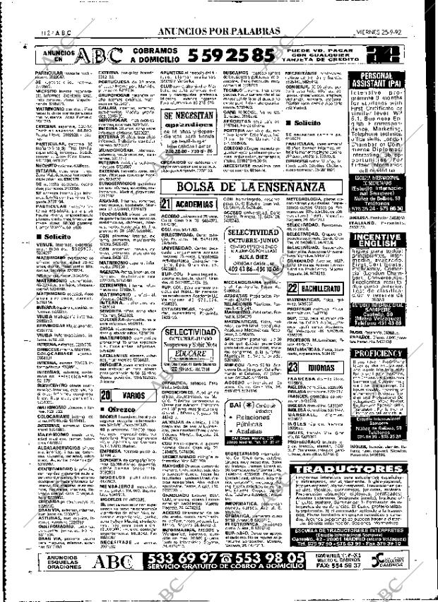 ABC MADRID 25-09-1992 página 112