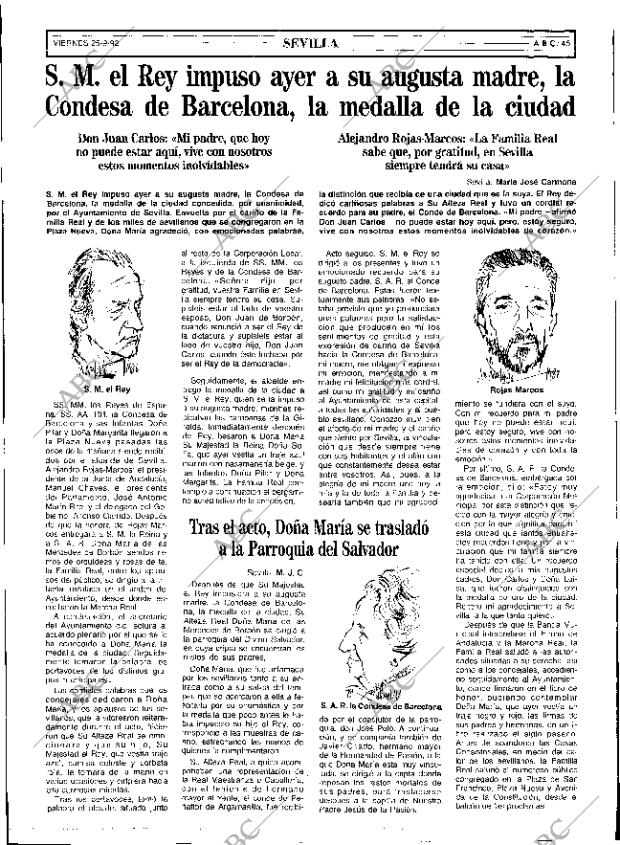 ABC SEVILLA 25-09-1992 página 45