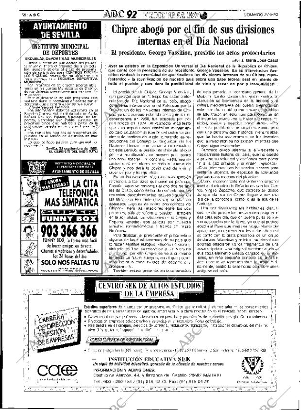 ABC SEVILLA 27-09-1992 página 58