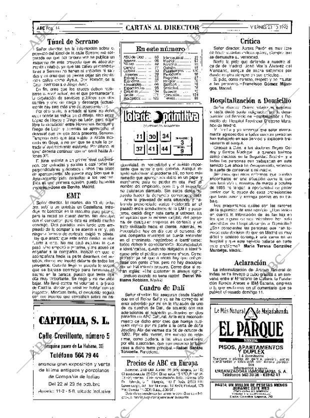 ABC MADRID 23-10-1992 página 14