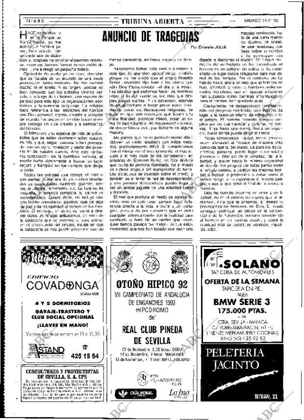 ABC SEVILLA 14-11-1992 página 74