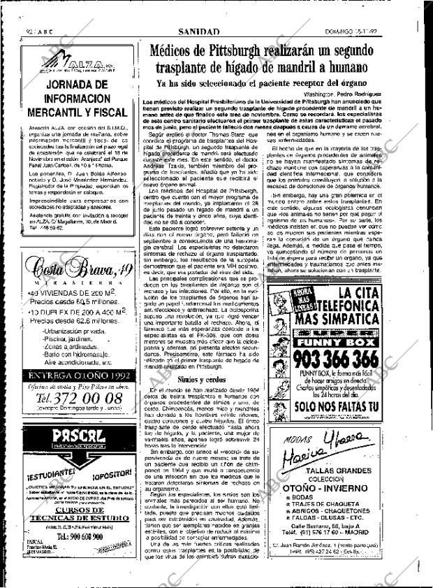 ABC MADRID 15-11-1992 página 92