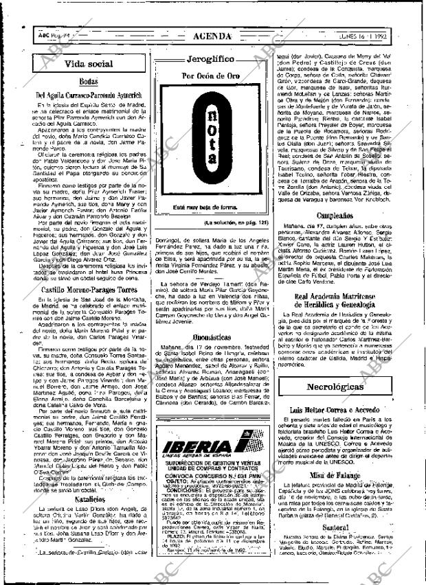 ABC MADRID 16-11-1992 página 74