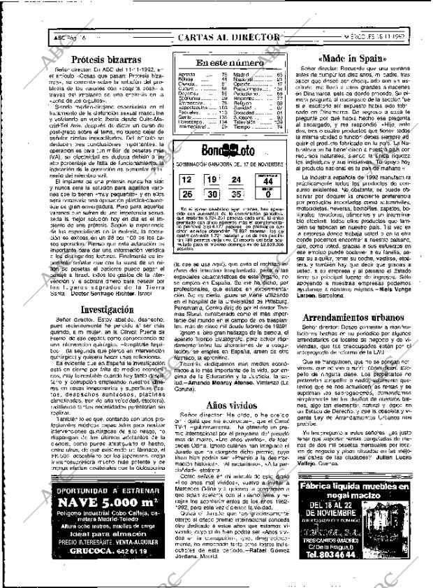 ABC MADRID 18-11-1992 página 16