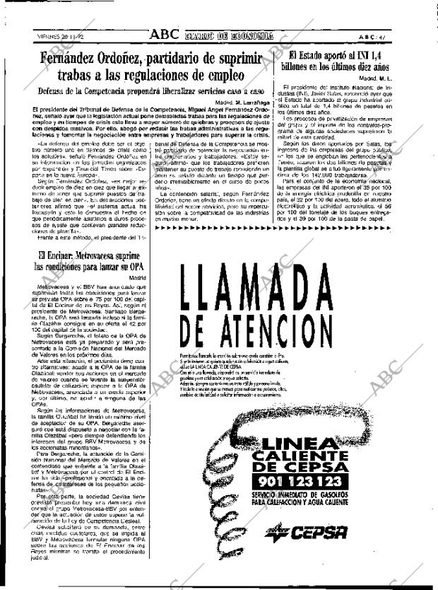 ABC MADRID 20-11-1992 página 47