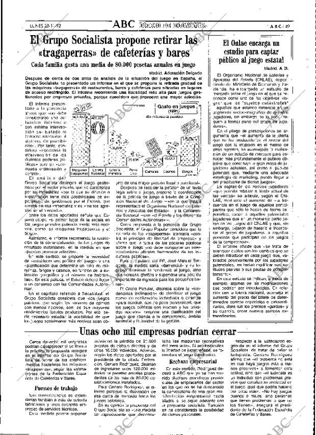 ABC MADRID 23-11-1992 página 49