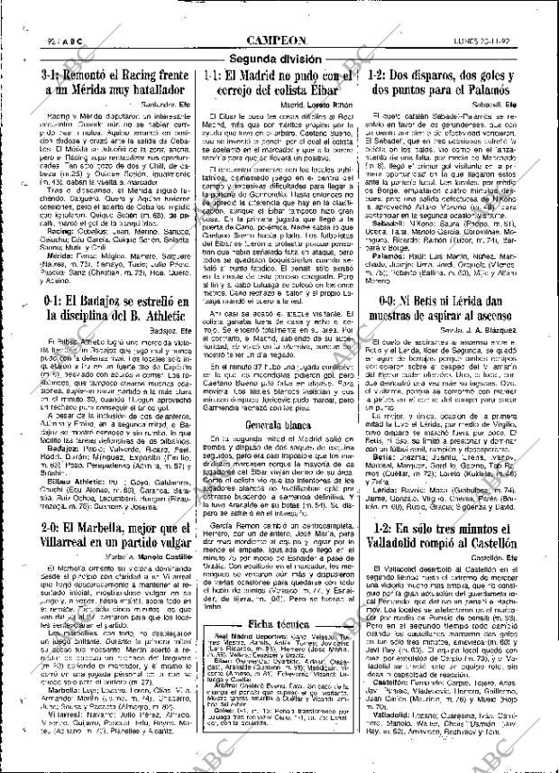 ABC MADRID 23-11-1992 página 92