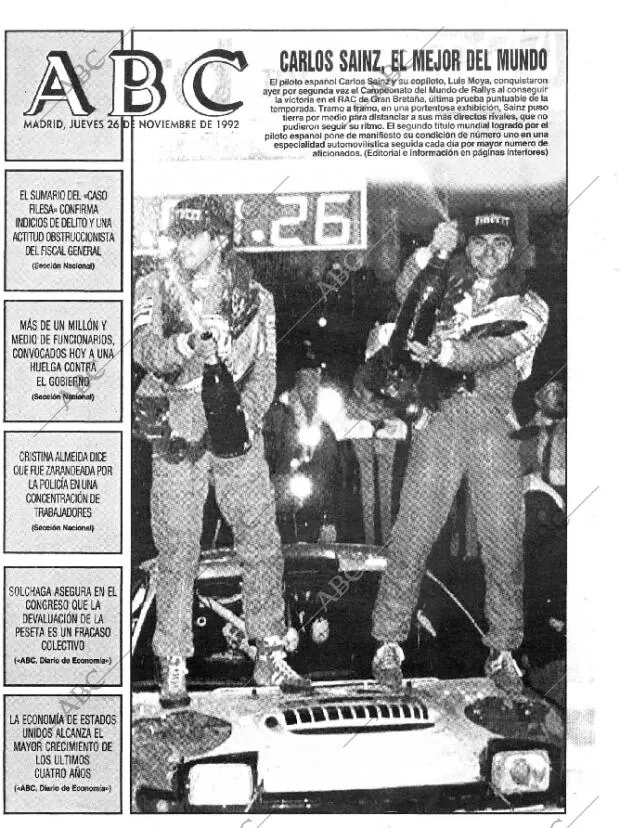 ABC MADRID 26-11-1992 página 1