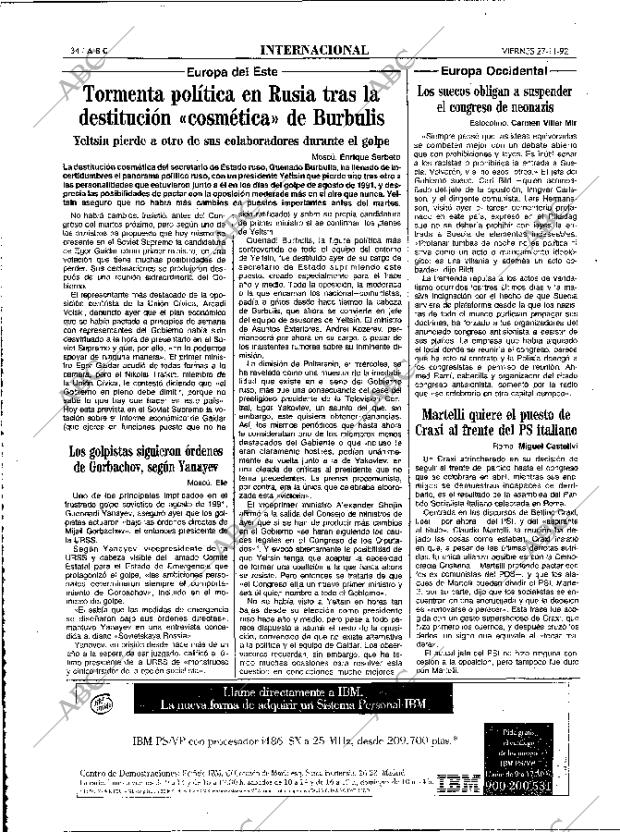 ABC MADRID 27-11-1992 página 34