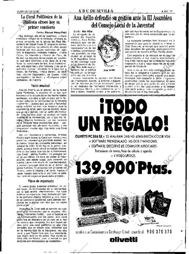 ABC SEVILLA 20-12-1992 página 77