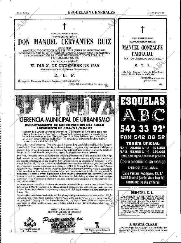 ABC MADRID 21-12-1992 página 104