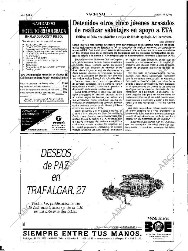 ABC MADRID 21-12-1992 página 26
