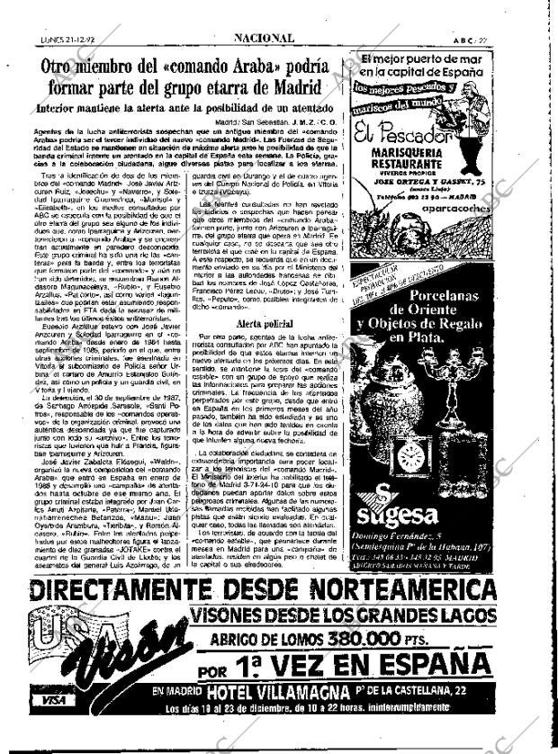 ABC MADRID 21-12-1992 página 27