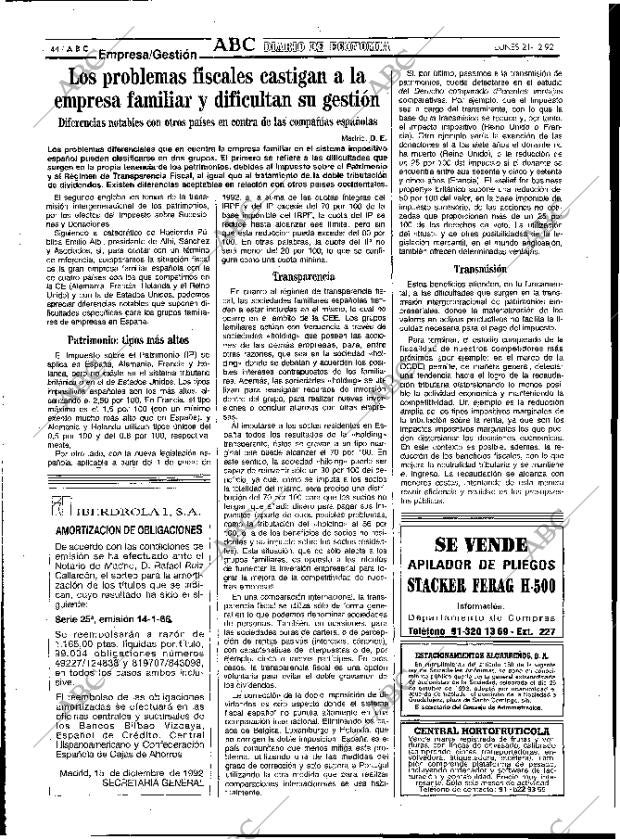 ABC MADRID 21-12-1992 página 44