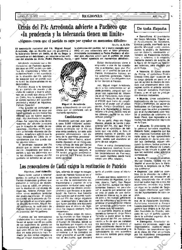 ABC MADRID 21-12-1992 página 67