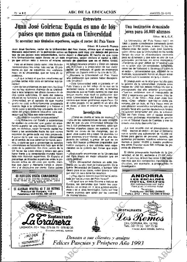 ABC MADRID 22-12-1992 página 72