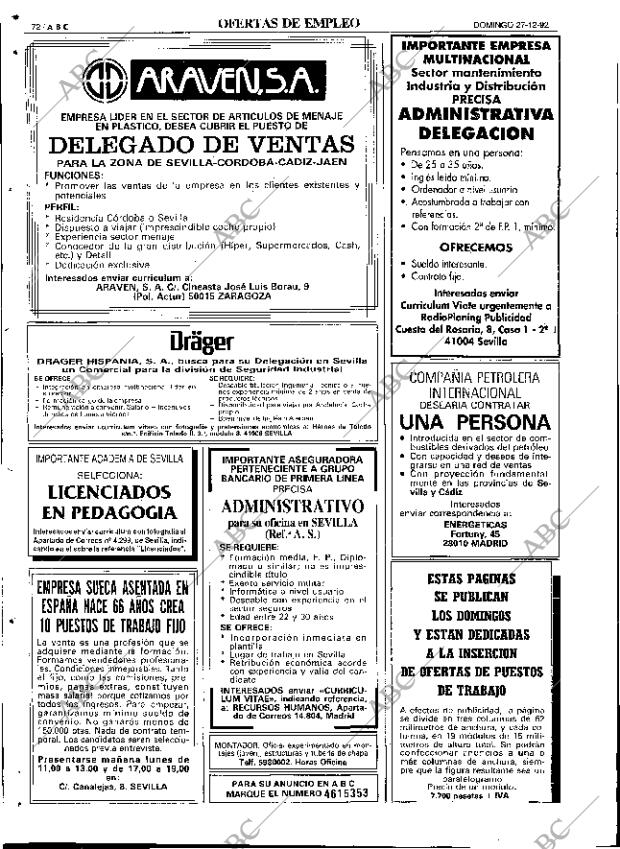 ABC SEVILLA 27-12-1992 página 72