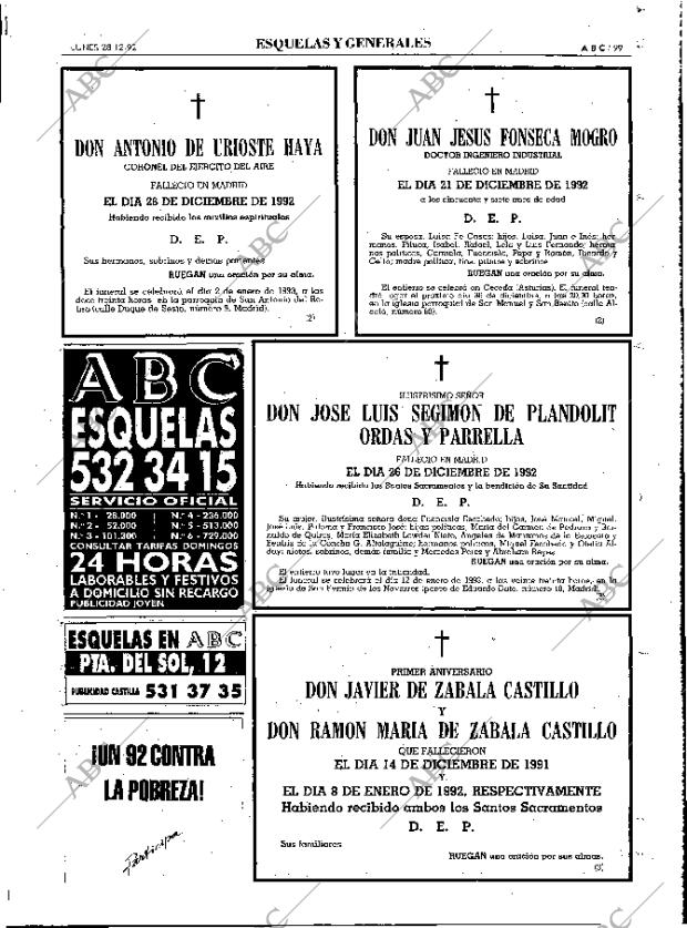 ABC MADRID 28-12-1992 página 99