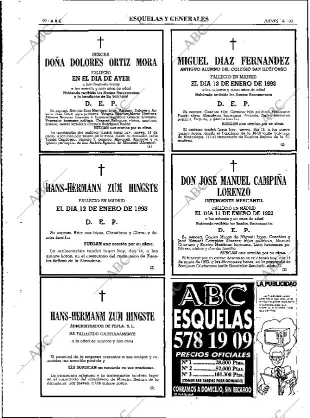 ABC MADRID 14-01-1993 página 92