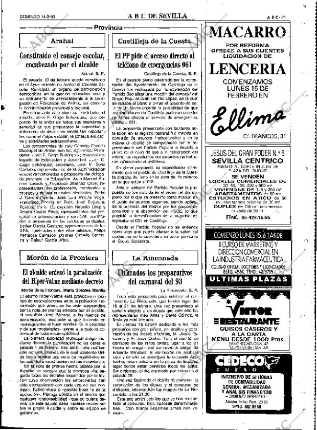 ABC SEVILLA 14-02-1993 página 81