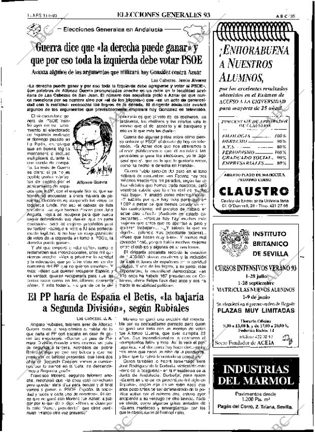 ABC SEVILLA 31-05-1993 página 25