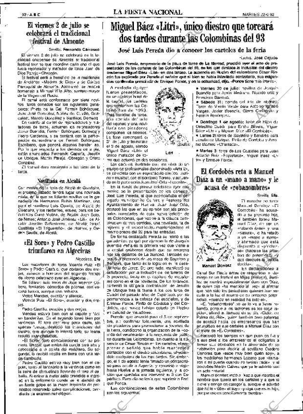 ABC SEVILLA 22-06-1993 página 92
