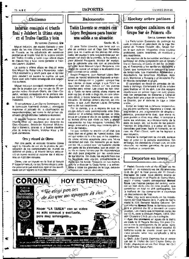 ABC SEVILLA 20-08-1993 página 72