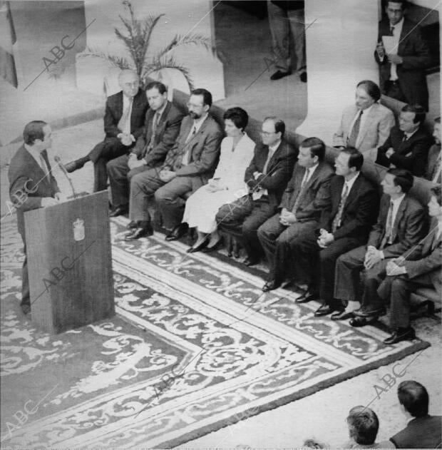 El presidente de Castilla La Mancha, José Bono, durante la toma de posesión de...