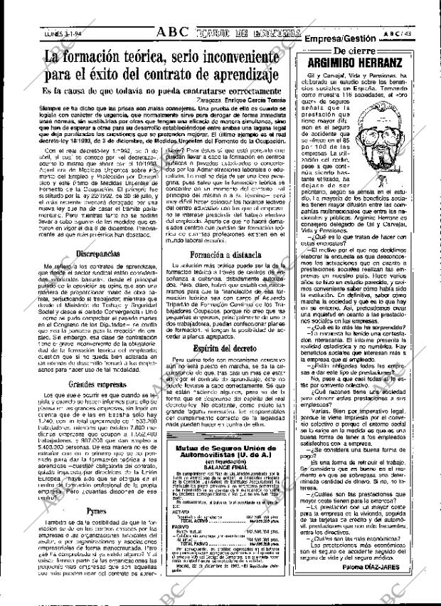 ABC MADRID 03-01-1994 página 43