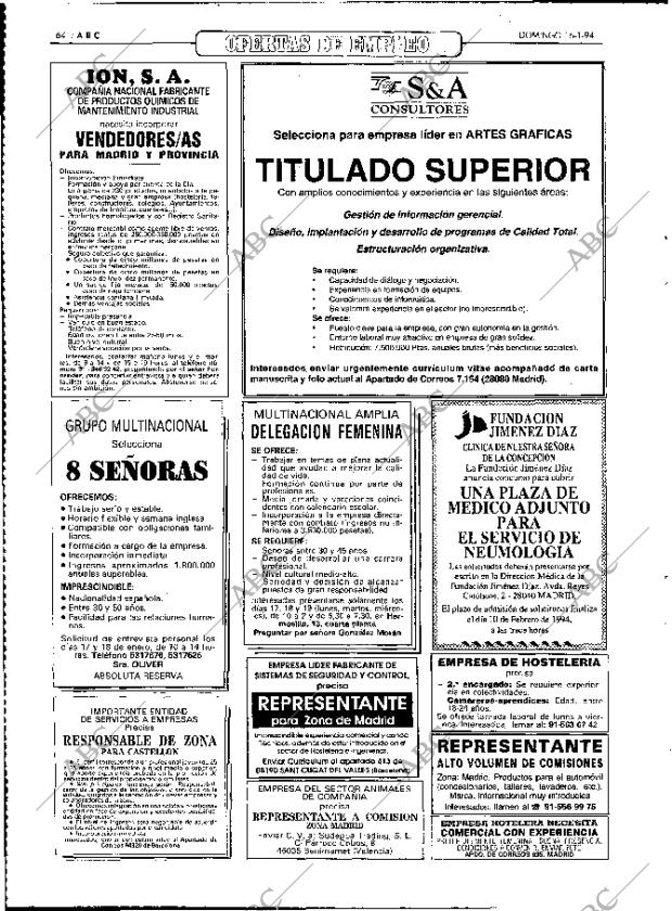 ABC MADRID 16-01-1994 página 64
