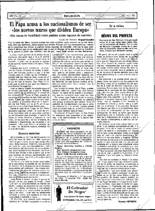 ABC MADRID 24-01-1994 página 72