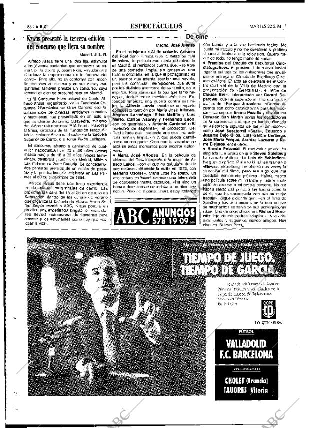 ABC MADRID 22-02-1994 página 86