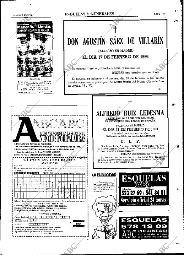 ABC MADRID 22-02-1994 página 95