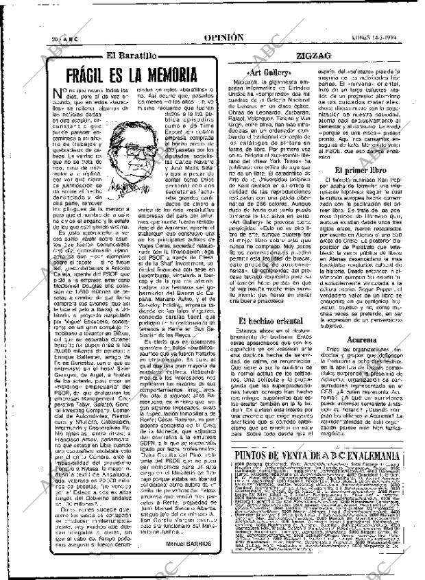 ABC MADRID 14-03-1994 página 20