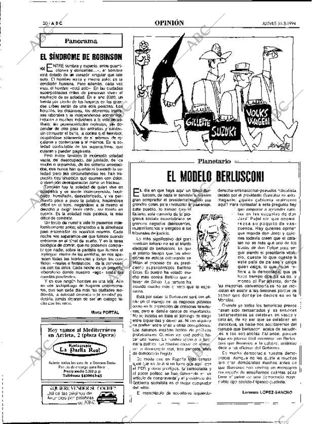 ABC MADRID 31-03-1994 página 20