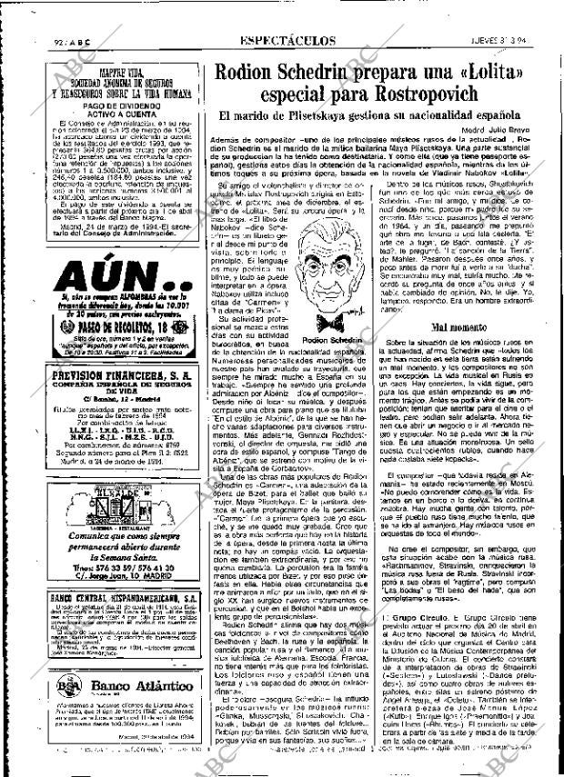 ABC MADRID 31-03-1994 página 92