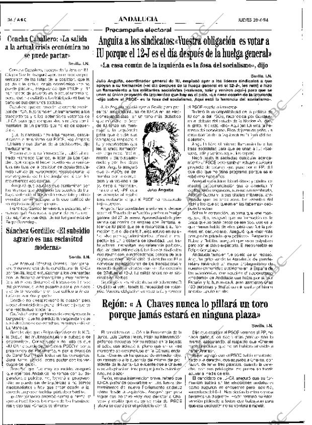 Periodico Abc Sevilla 28 04 1994 Portada Archivo Abc