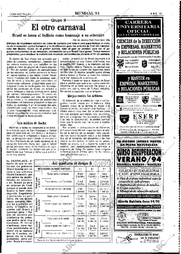 ABC MADRID 26-06-1994 página 85