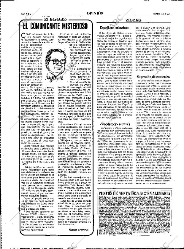 ABC MADRID 15-08-1994 página 16