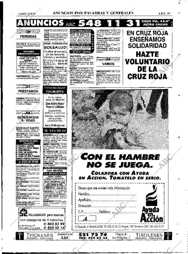 ABC MADRID 15-08-1994 página 89